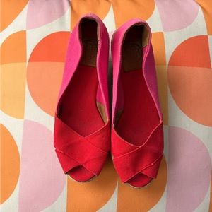 Tory Burch Peep-Toe Espadrilles size 9 (but recommend fine someone 8-8&1/2